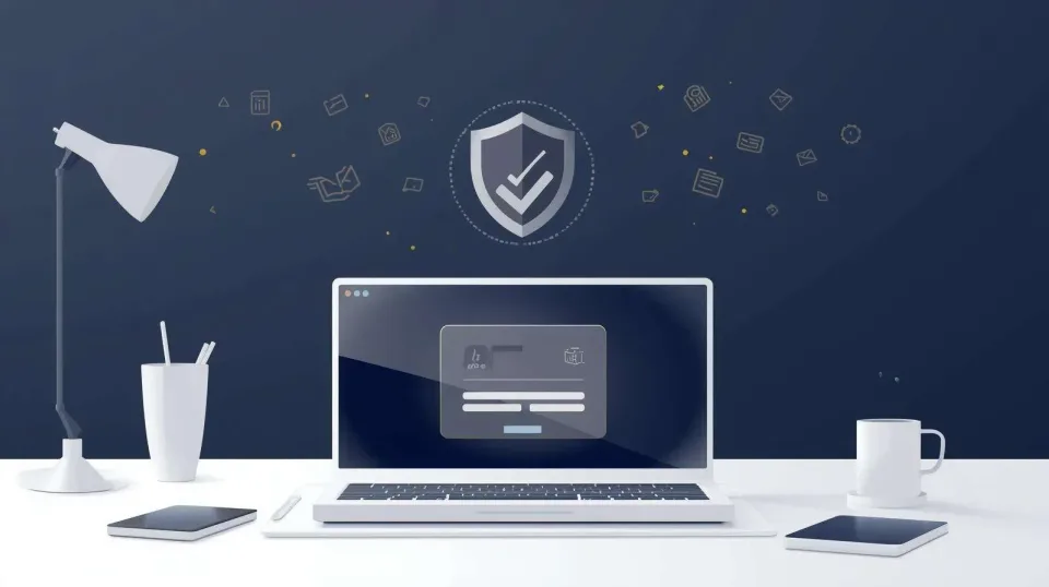 Illustration of a laptop beneath a security shield Illustration of a laptop beneath a security shield