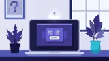 Illustration of a laptop with questions about AI purchasing