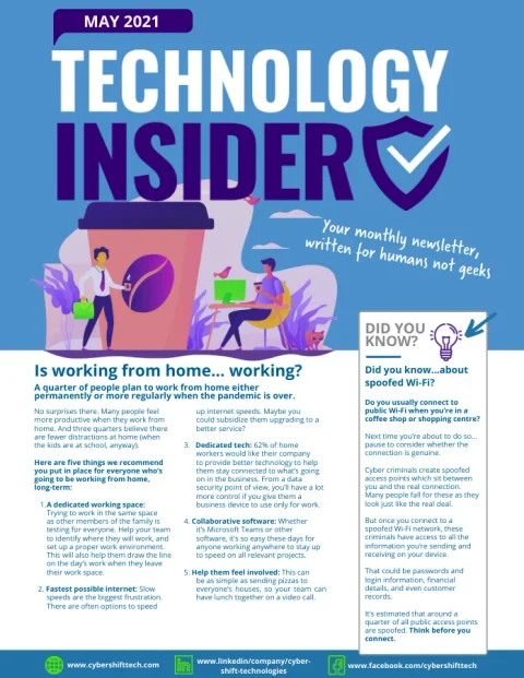 May 2021 Technology Insider newsletter cover