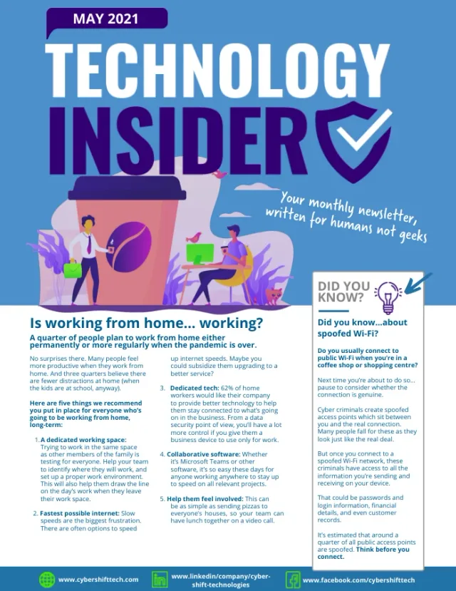 May 2021 Technology Insider newsletter cover May 2021 Technology Insider newsletter cover