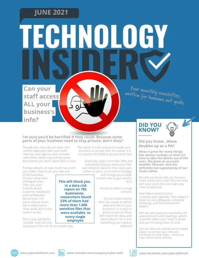 June 2021 Technology Insider newsletter cover June 2021 Technology Insider newsletter cover