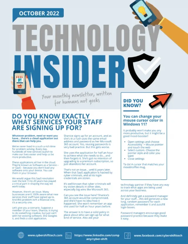 October 2022 Technology Insider newsletter cover October 2022 Technology Insider newsletter cover