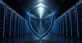 Illustration of a security shield between rows of servers