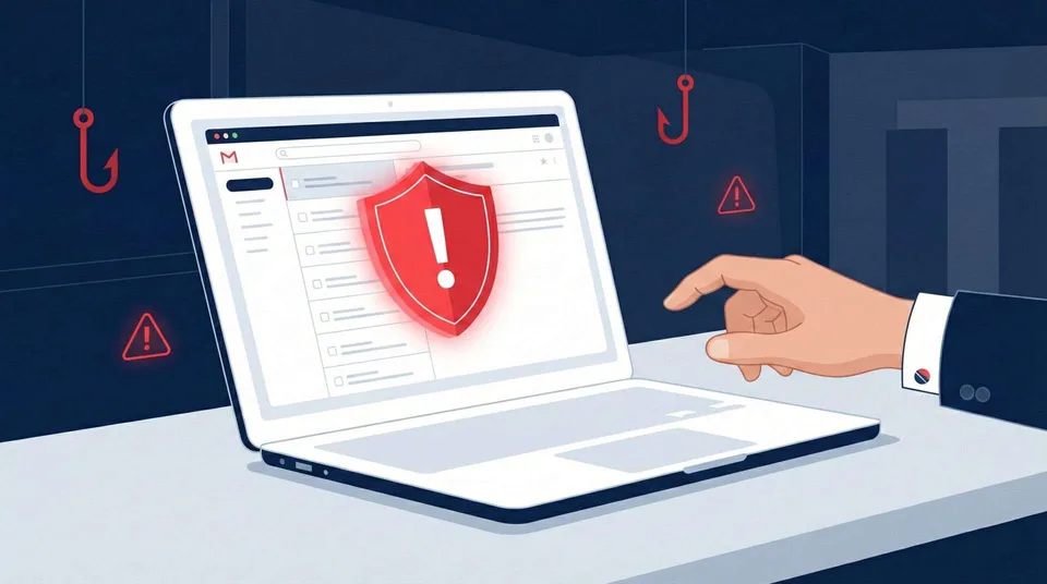Illustration of a warning on a laptop screen Illustration of a warning on a laptop screen