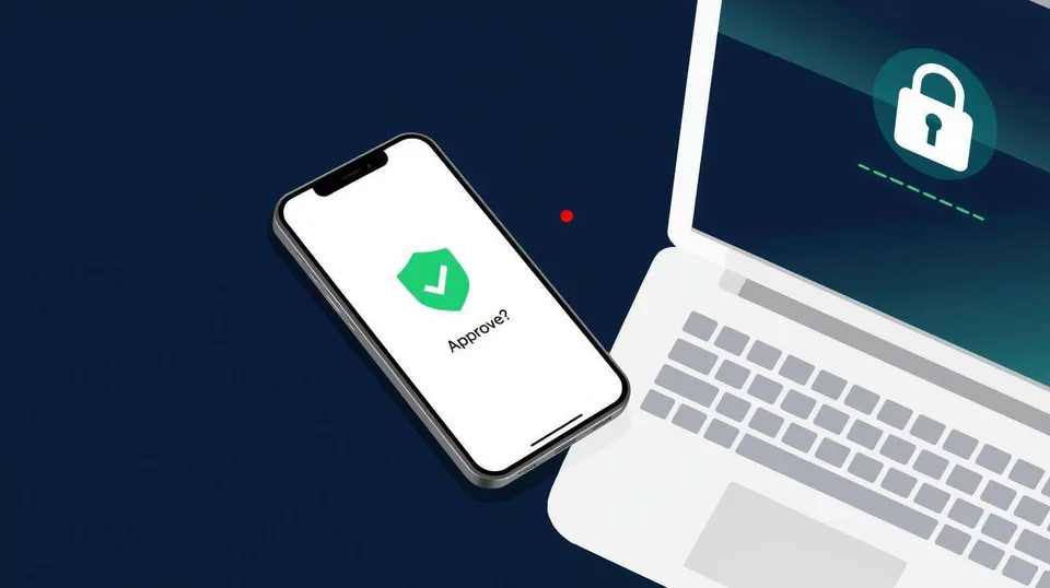 Illustration of a phone and laptop with security checks Illustration of a phone and laptop with security checks