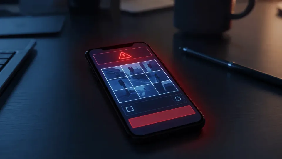 Illustration of a warning message on a smartphone Illustration of a warning message on a smartphone