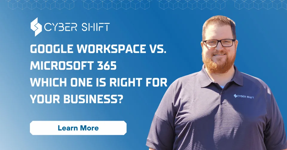 John Wheeler beside a Google Workspace and Microsoft 365 comparison title John Wheeler beside a Google Workspace and Microsoft 365 comparison title