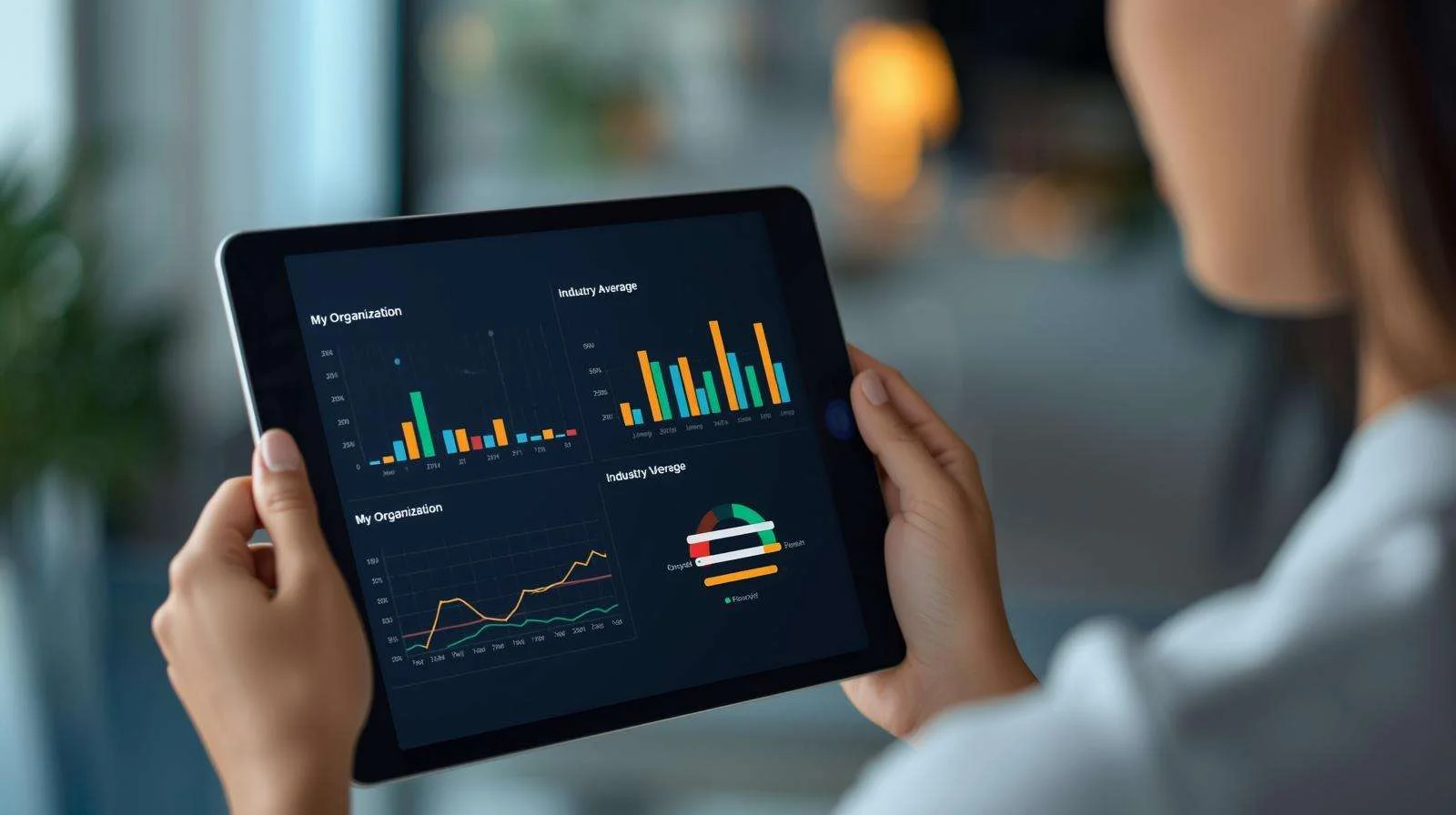 A person reviewing usage charts on a tablet A person reviewing usage charts on a tablet