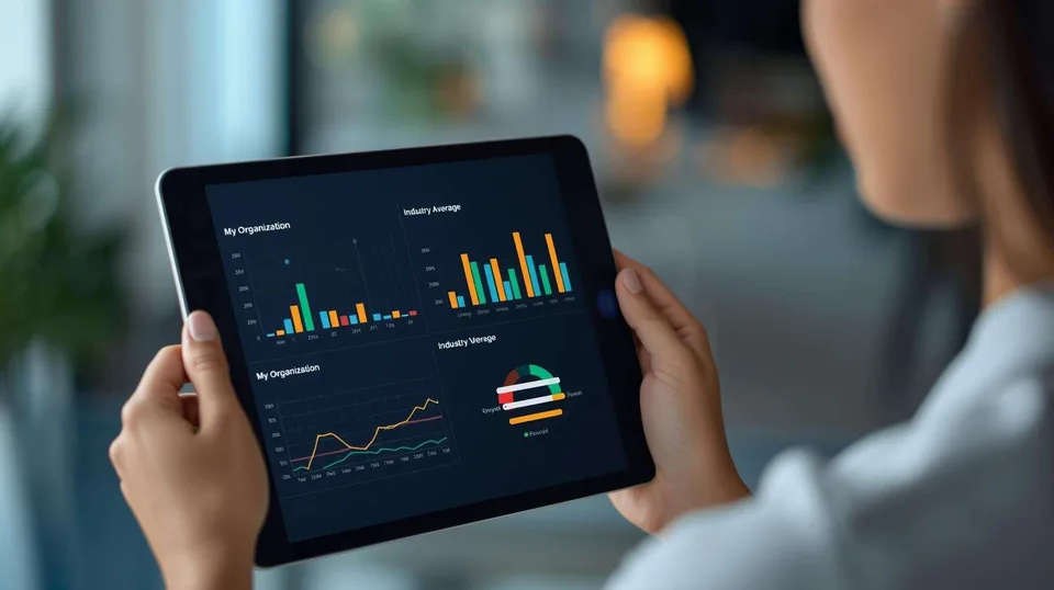 A person reviewing usage charts on a tablet A person reviewing usage charts on a tablet