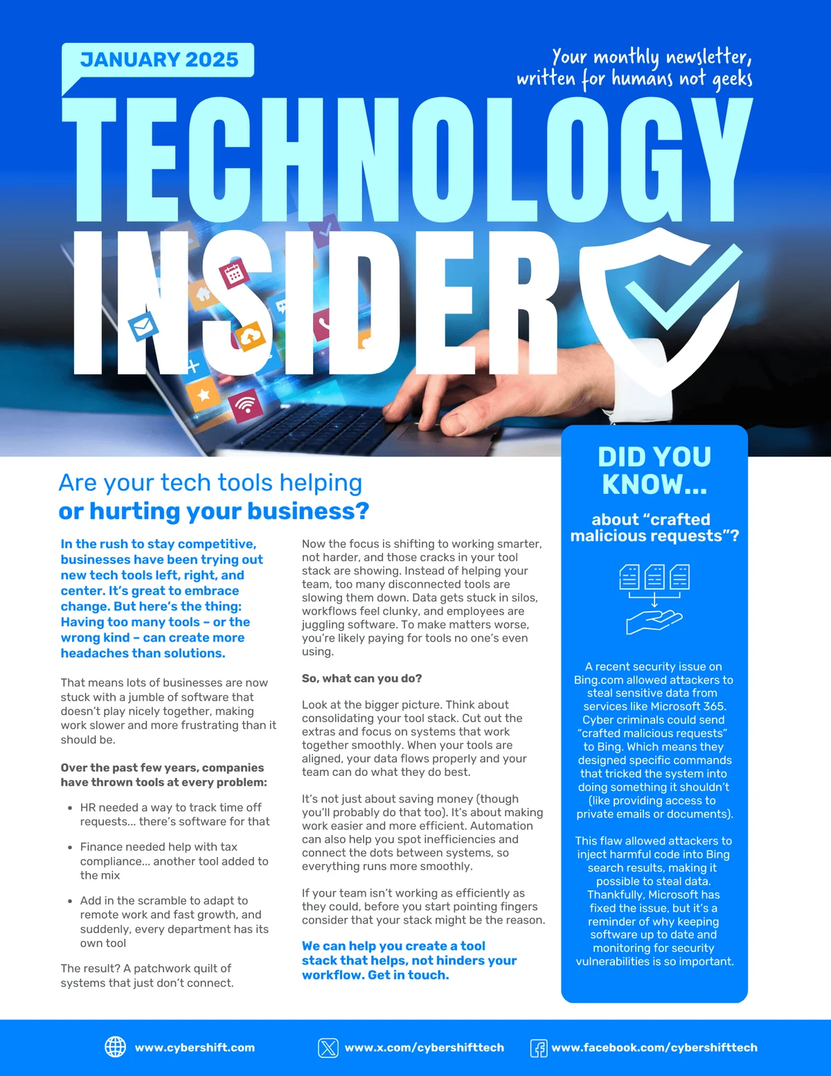 January 2025 Technology Insider newsletter cover
