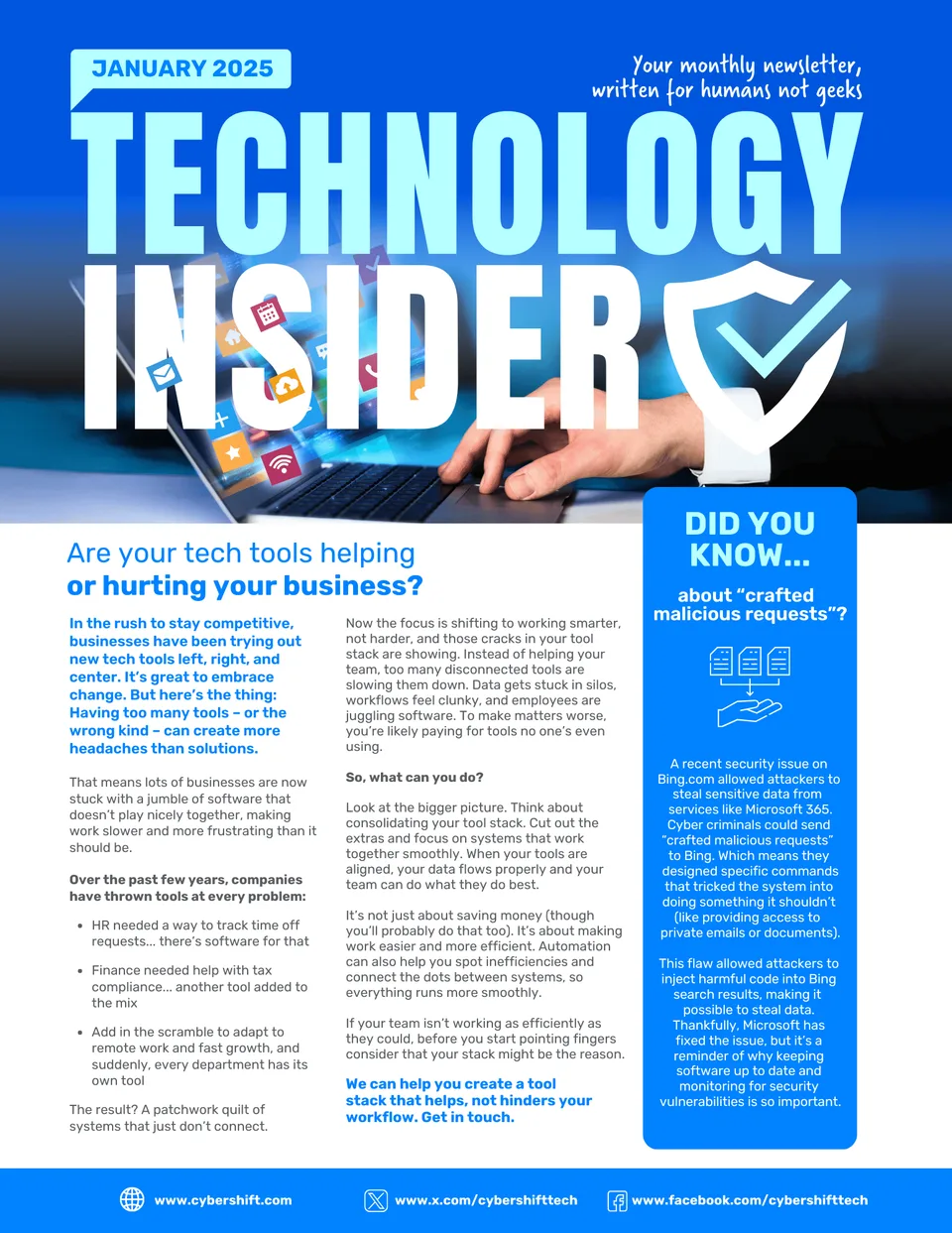 January 2025 Technology Insider newsletter cover January 2025 Technology Insider newsletter cover
