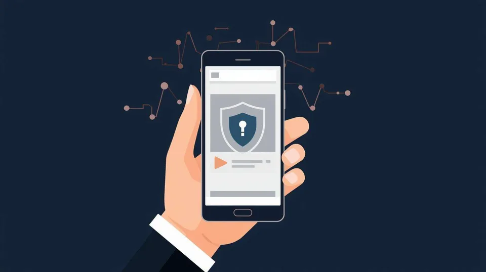 Illustration of a phone displaying a privacy shield Illustration of a phone displaying a privacy shield