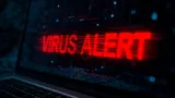 A red virus alert displayed on a screen