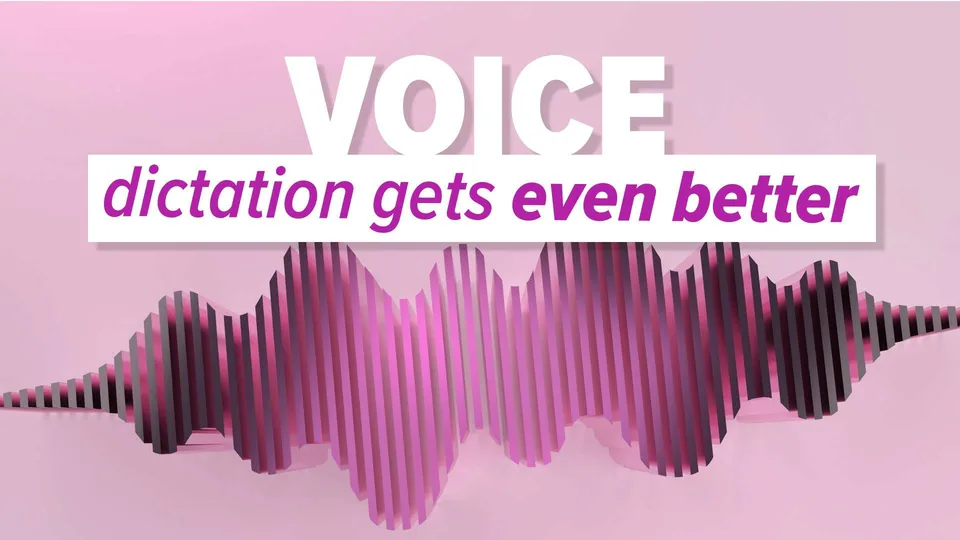 Voice dictation graphic with a microphone and audio waveform Voice dictation graphic with a microphone and audio waveform